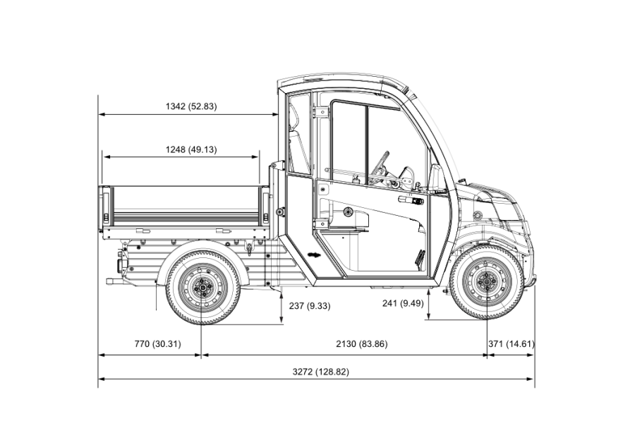 club car urban l7e dimensions side short